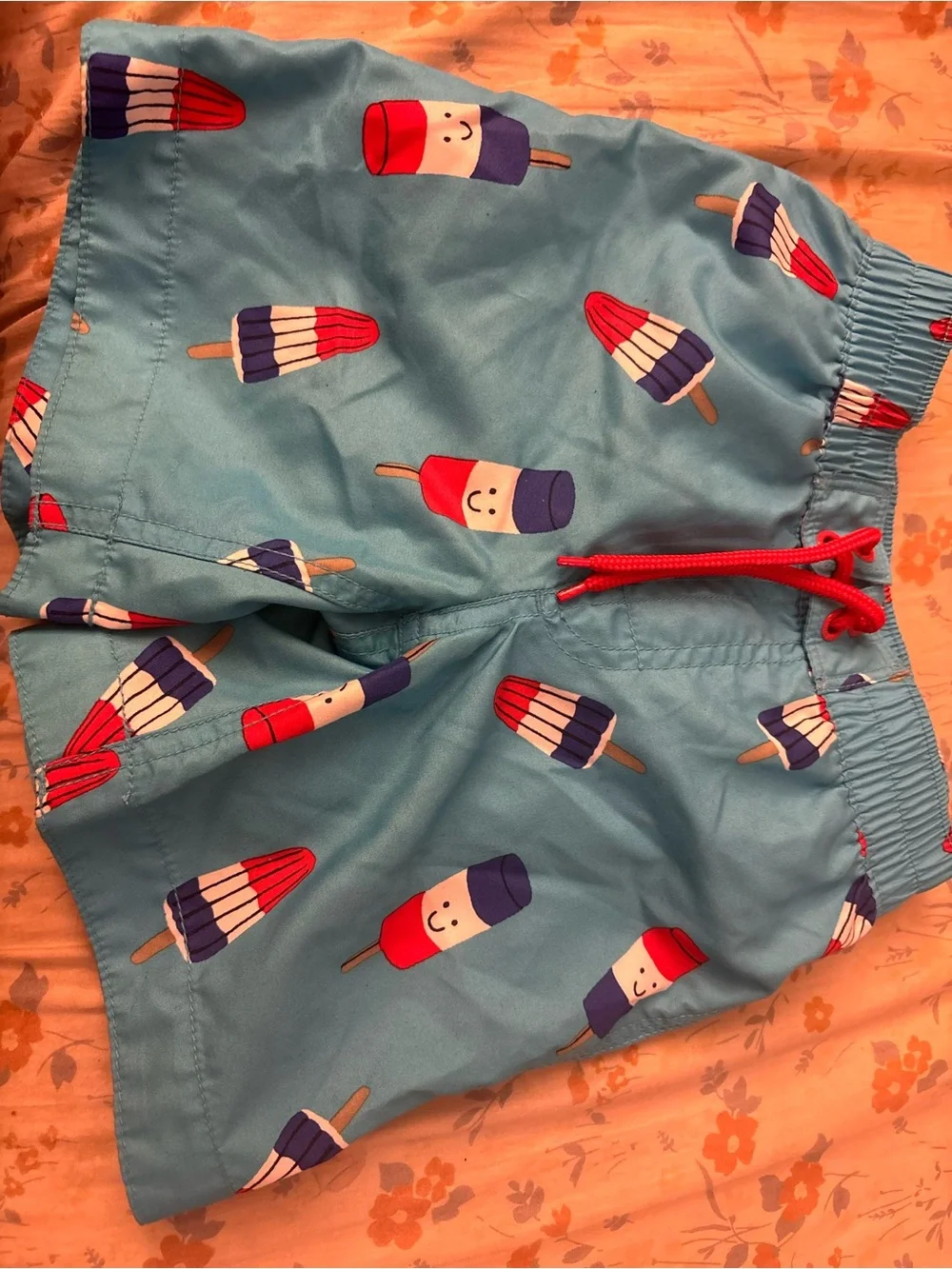 GAP Light Blue Popsicle Print Swim Shorts with Red Drawstring